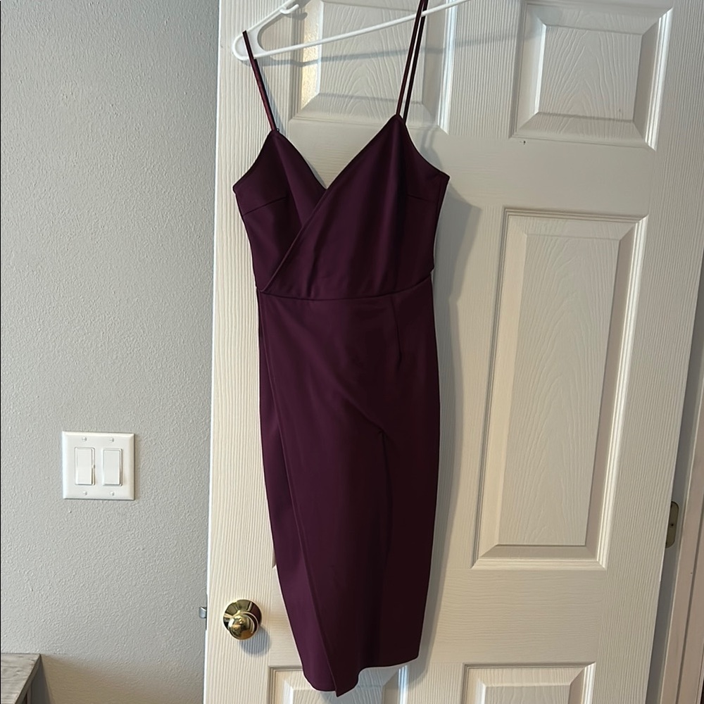 Lulu's Purple Sheath Midi Dress with Spaghetti Straps